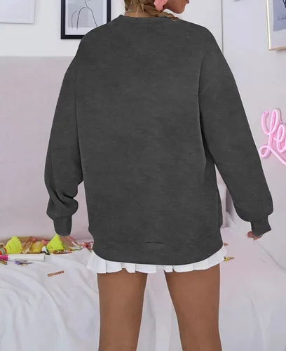 Miniatura 5 de Sudadera de manga larga con cuello redondo para mujer con estampado de letras de tía