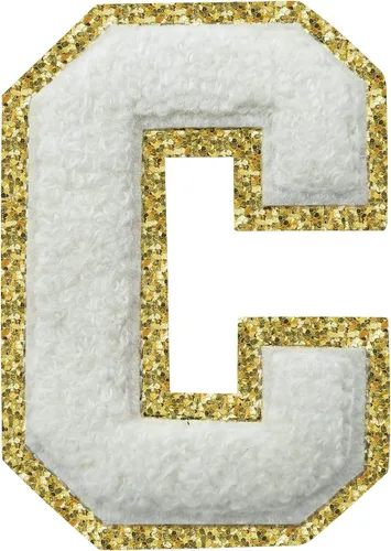 Miniatura 64 de Parches de letras termo-adhesivas de felpilla para chaquetas, parches de letras universitarias con brillantina para planchar en la letra azul A