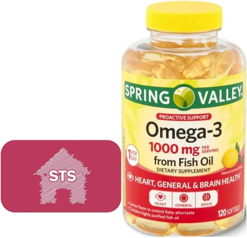 Spring Valley Omega-3 de aceite de pescado, 1000 mg, 120 unidades + adhesivo STS.