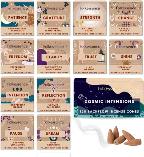 Miniatura 17 de Folkulture Conos de incienso de reflujo (20 conos) Paquete de 20 lloviznas de caramelo de vainilla y crumble de limón de arándanos Conos
