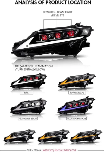 Miniatura 3 de TT-ABC Mods - Faros delanteros de triple haz para Toyota Camry 8ª generación 2018-2023 Full LED (un par)