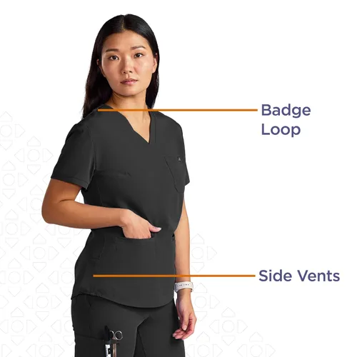 Miniatura 5 de ave. Lex - Blusa médica para mujer, estilo túnica, tela elástica en 4 direcciones, cómoda, de fácil cuidado, uniformes médicos para mujer