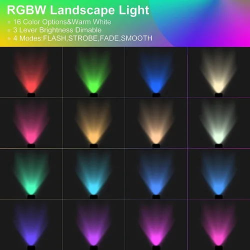 Miniatura 5 de Iluminación de paisaje RGB de 6 W de bajo voltaje, 16 luces de paisaje que cambian de color, foco de color al aire libre de 12V ~ 24V para jardín