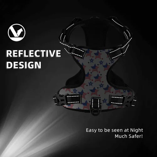 Miniatura 3 de 250th Patriotic Stars Flag Reflective Dog Harness No Pull Soft Vest Harness for Small Medium Large Dog Puppy Pets (Small Size)