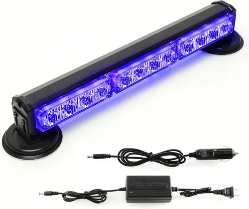 Miniatura 10 de Barra de luces estroboscópicas de emergencia alimentada por batería de 14 pulgadas para camión, vehículo, remolque, recargable, para carretera