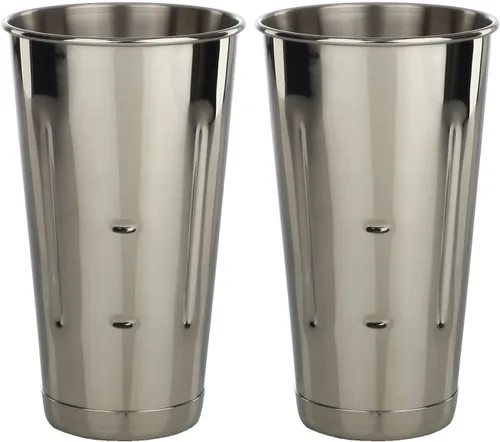 Libertyware Taza mezcladora de batido de malta de acero inoxidable, paquete de 2 unidades, dos tazas de helado y batido, taza de batido de malta de