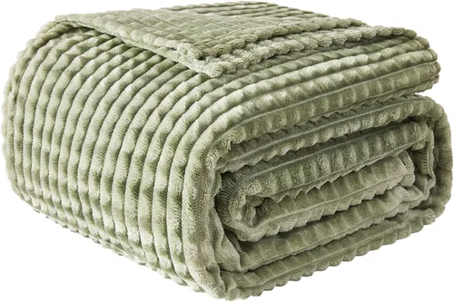 Miniatura 36 de EMME Manta de vellón, manta jacquard 3D para sofá y cama, manta suave, acogedora y esponjosa, ligera, de franela de lujo con diseño de cuadrícula