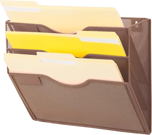 Miniatura 58 de EASEPRES Organizador de archivos de malla de 3 bolsillos para colgar en la pared, carpeta de papel para correo montada en la pared, organizador