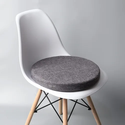 Cojín redondo suave para dormitorio, oficina, cocina, comedor, cojín antideslizante para silla y cojín de asiento de 14 pulgadas, gris oscuro, 14