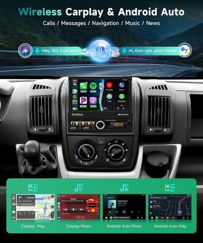 Miniatura 3 de Estéreo de coche de un solo DIN con Carplay inalámbrico Android Auto, pantalla táctil motorizada de 7 pulgadas con Bluetooth Radio de coche
