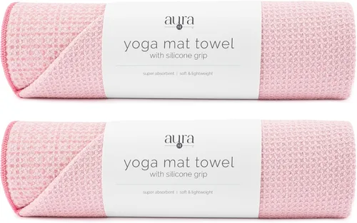 Miniatura 9 de S&T INC. Toalla para esterilla de yoga con agarre antideslizante, agarre de silicona mejorado, suave y absorbente para gimnasio, pilates y yoga
