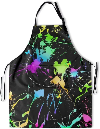 Miniatura 14 de Giwawa Delantal unisex para adultos, impermeable, resistente a las manchas, delantal de cocina con 2 bolsillos para BBQ, parrilla y pintura