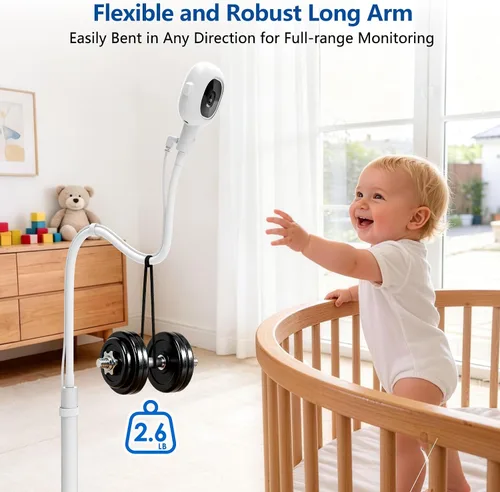 Miniatura 5 de Floor Stand for Nanit Baby Monitor, Baby Camera Stand for Nanit Pro/Plus with Anti-fall Design & Heavy-Duty Base, 37-69" Adjustable Height Flexible