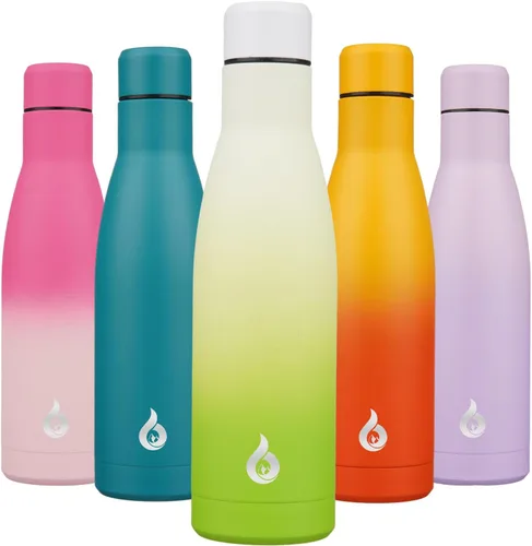 Miniatura 9 de BJPKPK Botella de Agua Aislada 17oz Botellas de Agua de Acero Inoxidable Apta para Lavavajillas Metal Térmica Mantiene Frío y Caliente, Gris Niebla
