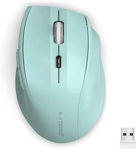 Miniatura 8 de E-YOOSO Ratón inalámbrico para portátil, ratón óptico portátil para computadora, 6 botones, inalámbrico 2.4GHz con receptor USB, 4800 DPI de 5 Rosa