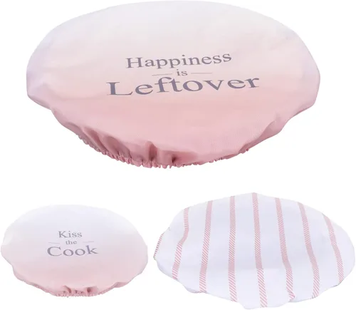 Miniatura 2 de Fundas reutilizables de tela de algodón para tazones: fundas elásticas lavables para almacenamiento de alimentos, 3 unidades, bolsas
