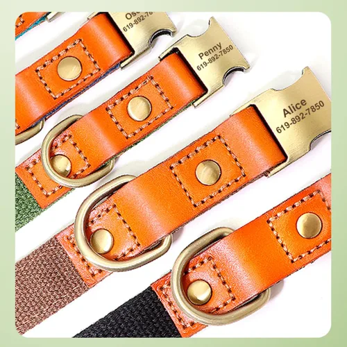 Miniatura 4 de Collar de perro personalizado para perros pequeños, medianos y grandes, collar de perro con hebilla de metal, collar de perro de cuero personalizado
