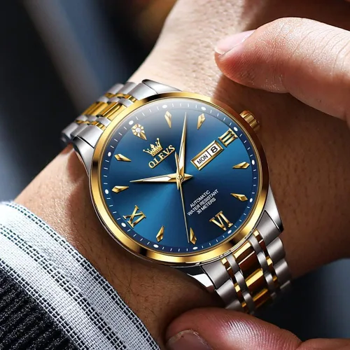Miniatura 2 de OLEVS Relojes automáticos para hombre, reloj de pulsera mecánico de cuerda automática, vestido de negocios de lujo, acero inoxidable, luminoso