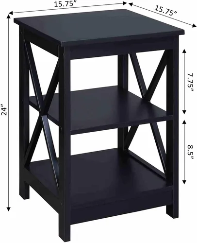 Miniatura 3 de Convenience Concepts Oxford Mesa Final de 15.75" - Mesa moderna de sala de estar con estantes de almacenamiento, mesa auxiliar de noche transicional