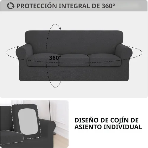 Miniatura 3 de ISSUNTEX 4 Piezas Fundas de Sofá Gruesas de Alta Elasticidad, Funda Suave de Sofá para 3 Cojines Separados, Protector de Muebles de Tela Jacquard