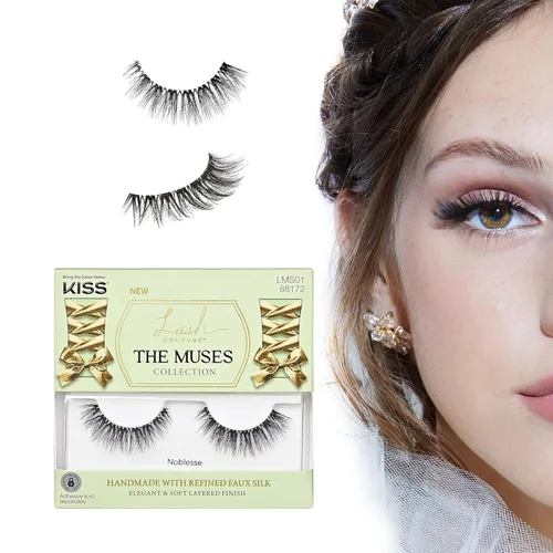KISS Las Musas, Pestañas Postizas, 'Noblesse', 12mm, Incluye 1 Par, Fácil de Aplicar, Racimos de Pestañas Reutilizables