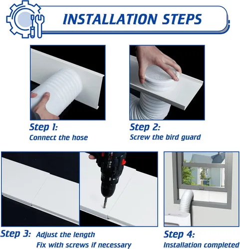 Miniatura 5 de Kit de ventana de aire acondicionado portátil para manguera de escape de 5 pulgadas de diámetro, paneles de sellado de ventana ajustables de 59
