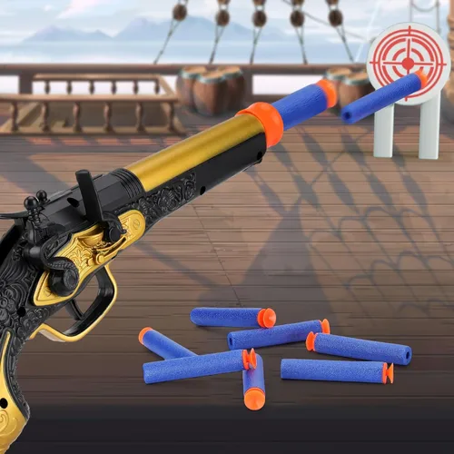 Miniatura 4 de Juguete de espuma pirata pirata para niños de 3 a 5 años, pistola pirata con 20 dardos de espuma suave, accesorio de disfraz de pirata de Halloween