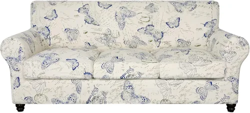 Miniatura 18 de SearchI Funda elástica para sofá con estampado, Fundas para sofá con diseño floral, 2 piezas de funda elástica para sillón con funda de cojín