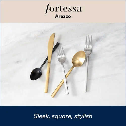Miniatura 4 de FORTESSA Arezzo - Cubiertos de acero inoxidable 18/10, juego de 20 piezas con cuchillos de mesa, tenedores y cucharas (servicio para 4), apto