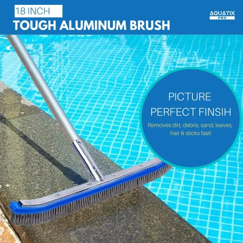 Miniatura 5 de Aquatix Pro Cabezal de cepillo de piscina, resistente de 18 pulgadas para limpiar paredes y pisos, cerdas de acero inoxidable, parte trasera