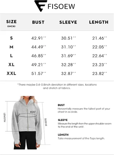 Miniatura 6 de Fisoew Sudaderas con cremallera para mujer, cuello de vellón, con capucha, casual, de algodón, manga larga, con agujero para el pulgar