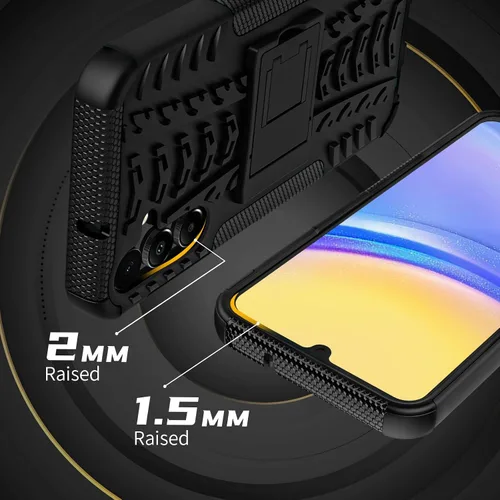 Miniatura 5 de para Samsung Galaxy A15 5G Funda con protector de pantalla de 2 paquetes, grado militar a prueba de golpes, cubierta acolchada resistente con Negro