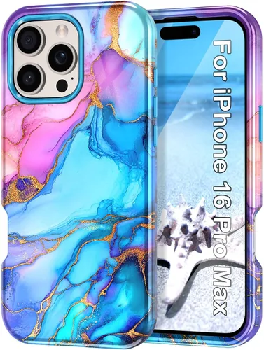Miniatura 14 de Btscase Funda para iPhone 16e (2025), [probada en caídas de grado militar] Diseño de patrón de mármol delgado, resistente, a prueba de golpes