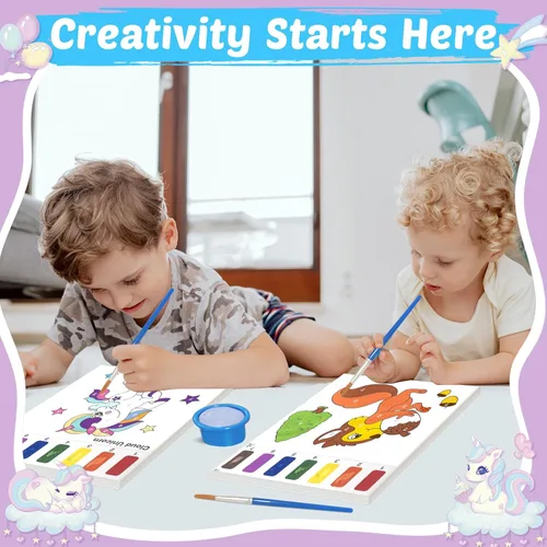 Miniatura 2 de Sets de pinturas acuarela para niños: 2 paquetes de libro para colorear con pintura de agua para niños de 4 a 8 años, kits de papel para dibujar sin