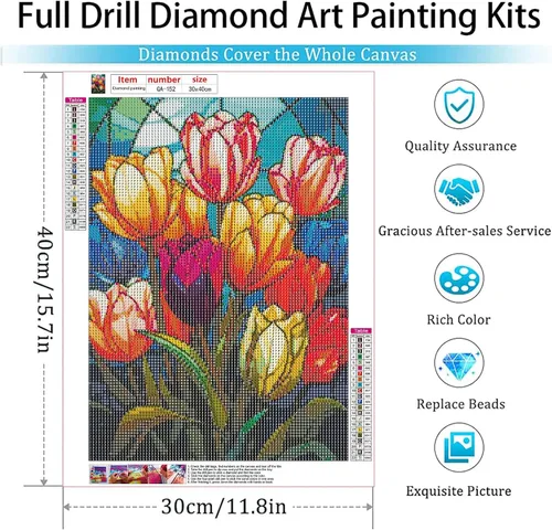 Miniatura 4 de GemZono Kits de Pintura de Diamantes para Adultos, Kits de Pintura de Diamantes, Kits de Arte de Diamantes de Flores 5D para Adultos Principiantes