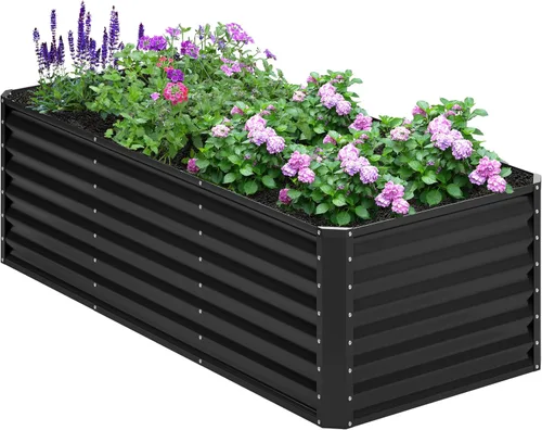 Miniatura 20 de 2 camas de jardín elevadas galvanizadas de 4 x 2 x 1 pies, macetas elevadas, caja de jardín de metal, planta grande para plantar al aire libre, cama