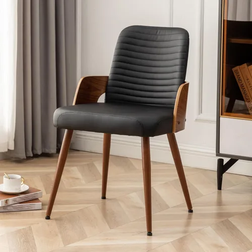 Miniatura 19 de Sillas de comedor, sillas de cocina modernas de mediados de siglo, sillas decorativas tapizadas de tela beige, patas de metal, sillas de escritorio