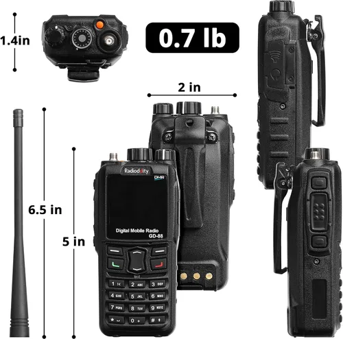 Miniatura 6 de Radioddity GD-88 DMR y radio de mano analógica de 7 W, radio bidireccional jamón de doble banda UHF VHF, con GPS/APRS, repetidor de banda cruzada