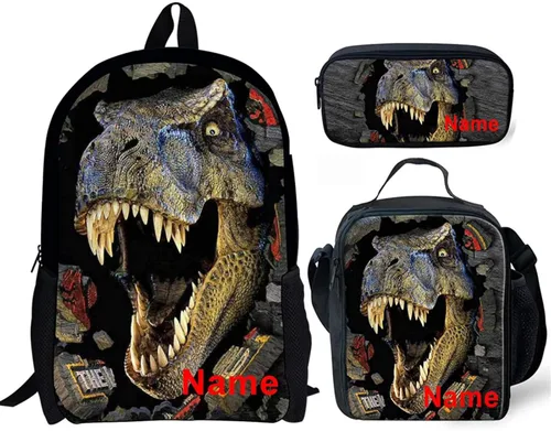 Miniatura 102 de HUGS IDEA Juego de 3 bolsas escolares con aislamiento térmico para el almuerzo, estuche para lápices