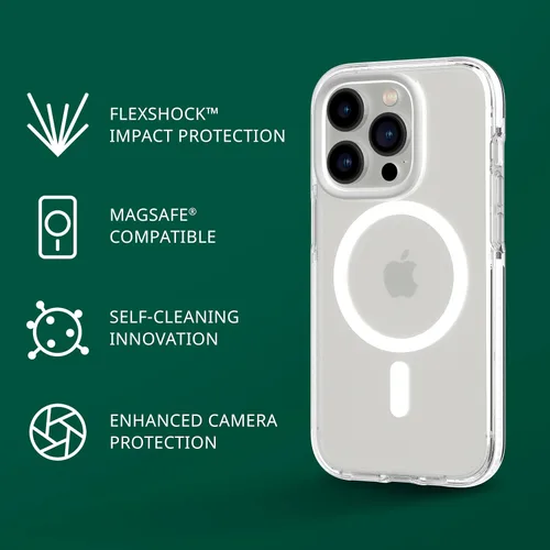 Miniatura 2 de tech21 iPhone 14 Pro Evo Crystal compatible con MagSafe® - Funda transparente que absorbe los golpes y los arañazos con protección FlexShock