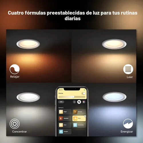 Miniatura 8 de Philips Hue Luz LED Empotrable Inteligente de 5/6 Pulgadas - Luz de Ambiente Blanco y Color Cambiante - Paquete de 4 - 1100LM - Control con la App