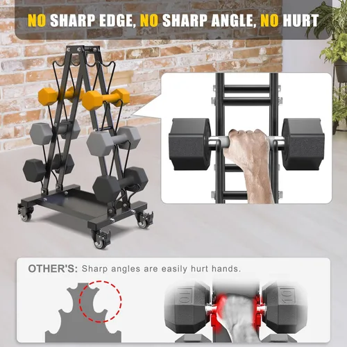 Miniatura 7 de Kipika Soporte para Mancuernas de Servicio Pesado de 3 Niveles Multifuncional, Soporte de Peso para Mancuernas, Equipo de Gimnasio en Casa, Adecuado