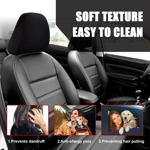Miniatura 5 de Kewucn 2 fundas para reposacabezas de asiento de automóvil, diseño de tela protectora para decoración de reposacabezas de automóvil, protector suave