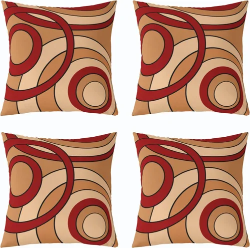 Miniatura 21 de Erosebridal Paquete de 4 fundas de almohada con diseño de círculos circulares y retro, color verde azulado degradado, fundas de cojín redondas Multi