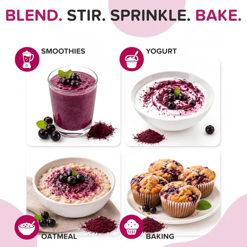 Miniatura 8 de Polvo de bayas de Aronia natural, superalimento de chokeberry negro, alto en antocianinas y polifenoles, apoya el sistema inmunológico