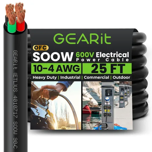 Miniatura 37 de GEARit Cable de alimentación portátil 6/3 6 AWG (100 pies - 3 conductores) SOOW 600V Cable eléctrico de calibre 6 para derivaciones de motor, luces