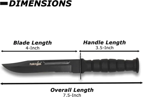 Miniatura 7 de Survivor HK-1023DP Cuchillo de hoja fija de 7.5 pulgadas en total, negro