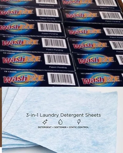 WashEZE Hojas de detergente 3 en 1, las hojas perfumadas de 120 unidades incluyen todas tus necesidades de lavandería con la potente capacidad de
