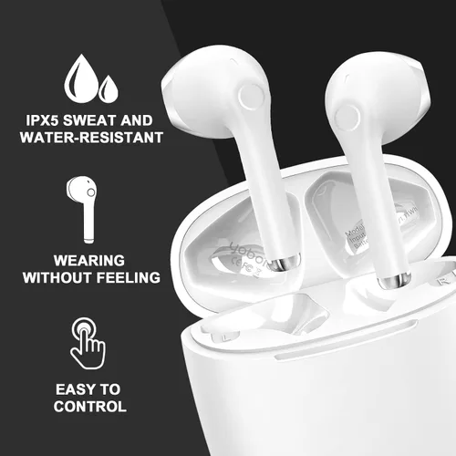 Miniatura 8 de yobola Auriculares inalámbricos, auriculares Bluetooth, graves profundos y ligeros, mini auriculares inalámbricos para correr/fitness, 25 horas
