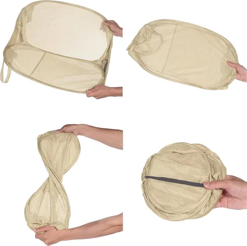 Miniatura 6 de BATTOO Cesta de lavandería desplegable de malla fuerte de lujo con bolsillo lateral para lavandería, baño, habitación de los niños, dormitorio Beige